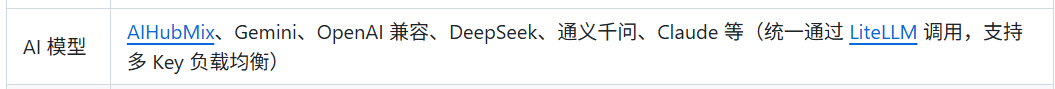 AI模型列表：AIHubMix、Gemini、OpenAI等通过LiteLLM调用