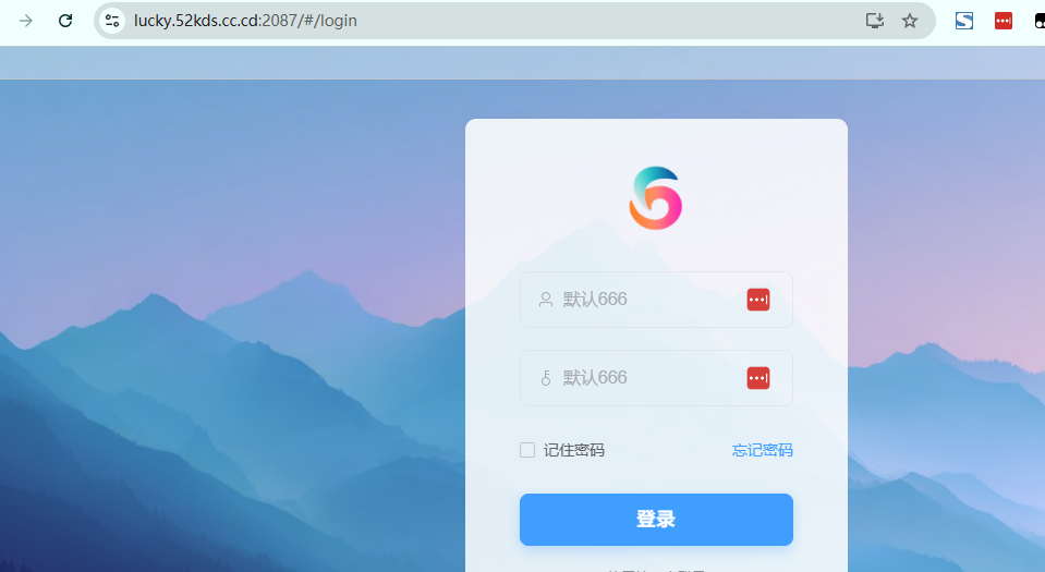 Lucky登录页面，含账号密码输入框与蓝色登录按钮
