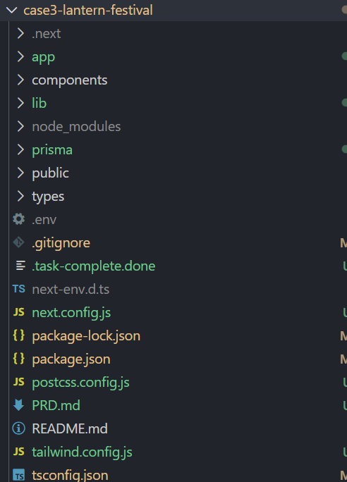 代码项目目录结构，含app、components、lib等文件夹及配置文件