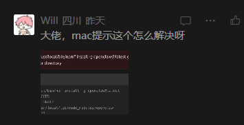 Mac终端显示错误提示及代码片段的截图