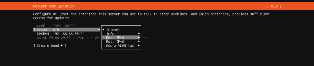 飞牛NAS网络配置界面,显示eth接口IPv4设置菜单
