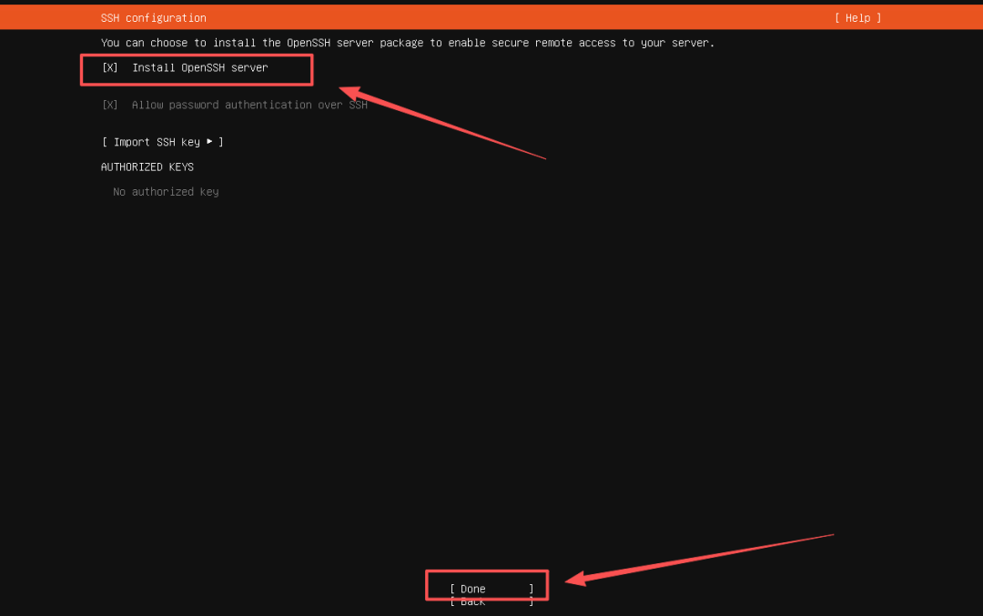 飞牛NAS SSH配置界面,高亮显示安装OpenSSH服务器选项